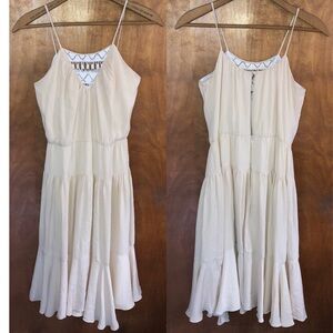 Milly Crochet Tiered Midi Dress Fairy Cottagecore Prairie Boho Peasant Ethereal